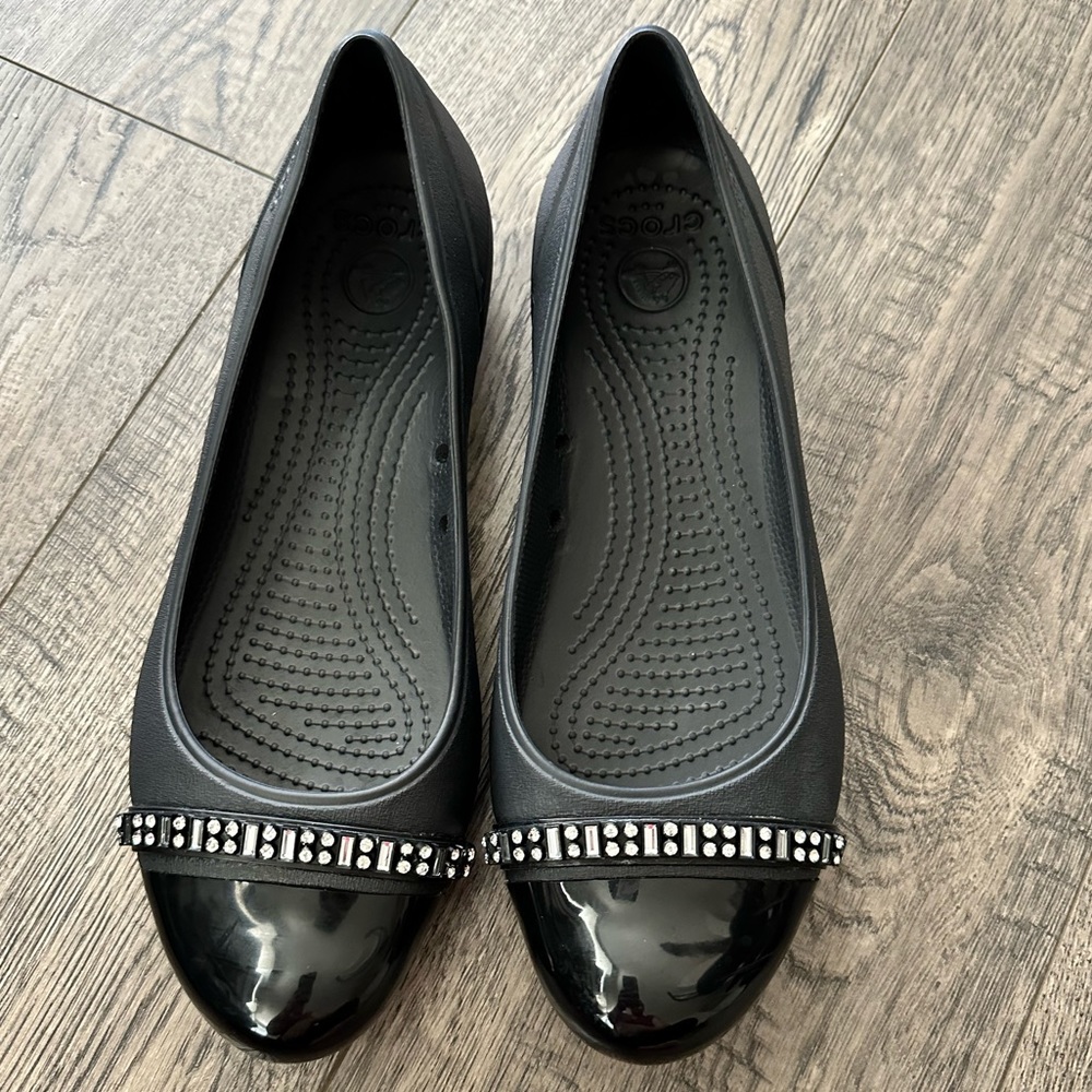 CROCS Cap Toe Rhinestones Ballet Flat/ Shoes Sz 8 - Picture 6 of 9